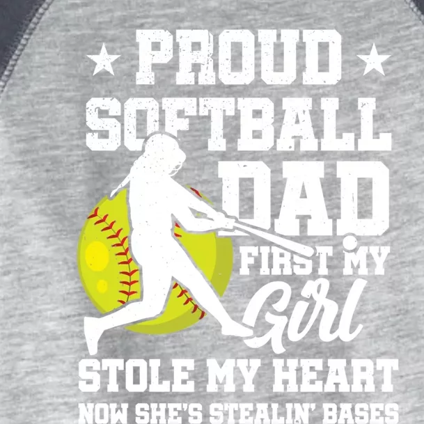 First My Stole My Heart Proud Softball Dad Fathers Day Gift Toddler Fine Jersey T-Shirt