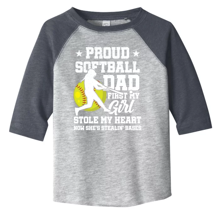 First My Stole My Heart Proud Softball Dad Fathers Day Gift Toddler Fine Jersey T-Shirt