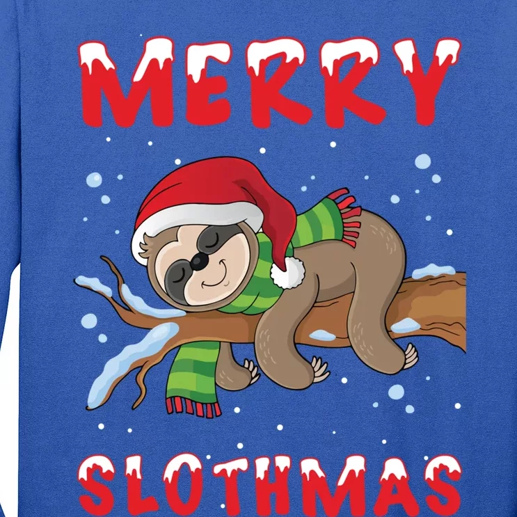 Funny Merry Slothmas Cute Sloth Lover Christmas Pajamas Cool Gift Long Sleeve Shirt