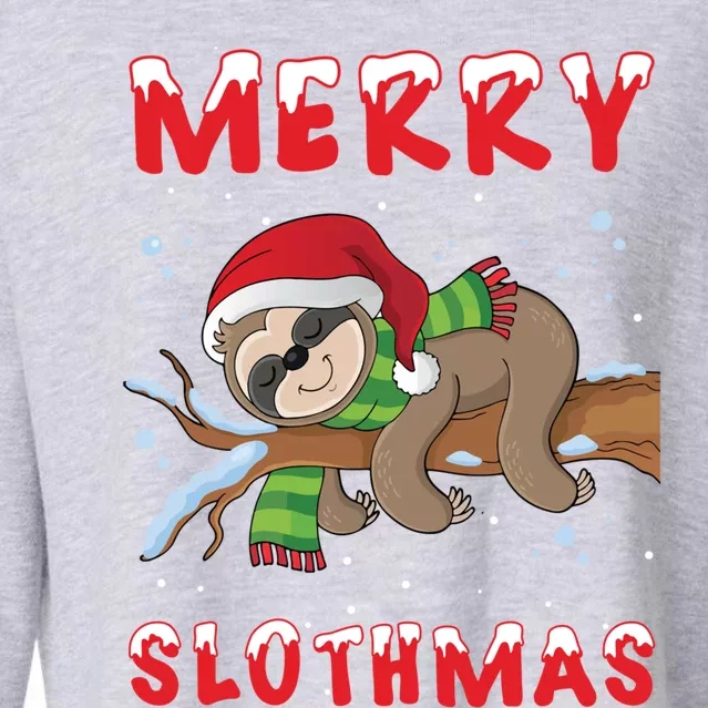 Funny Merry Slothmas Cute Sloth Lover Christmas Pajamas Cool Gift Cropped Pullover Crew