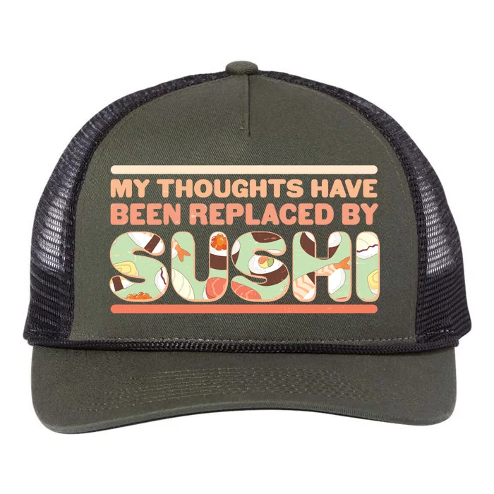 Funny My Thoughts Have Been Replaced By Sushi Retro Rope Trucker Hat Cap