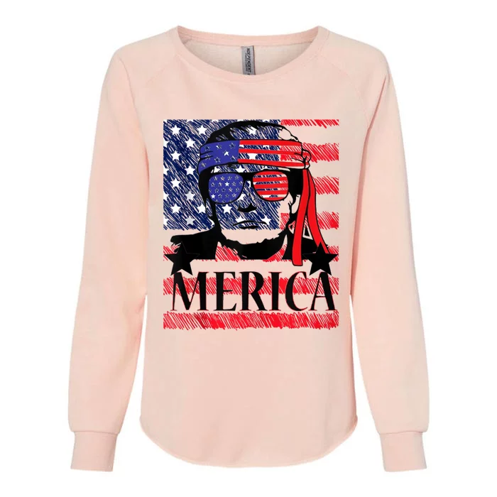 Funny Merica Trump 4th Of July Womens California Wash Sweatshirt