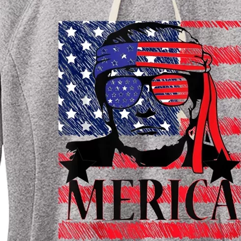 Funny Merica Trump 4th Of July Women's Fleece Hoodie