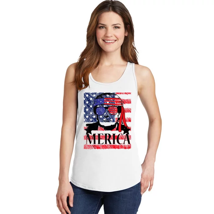 Funny Merica Trump 4th Of July Ladies Essential Tank