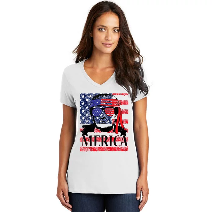 Funny Merica Trump 4th Of July Women's V-Neck T-Shirt