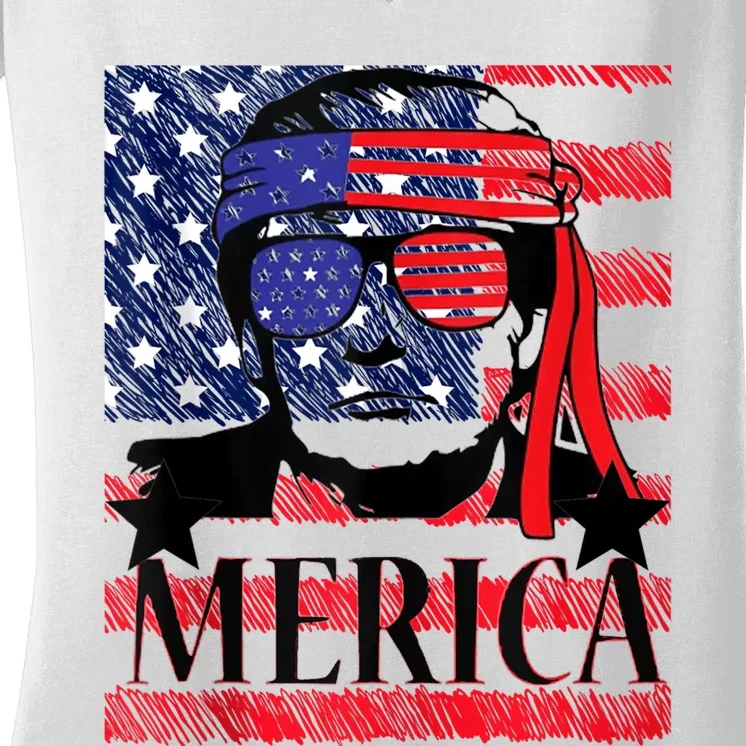 Funny Merica Trump 4th Of July Women's V-Neck T-Shirt