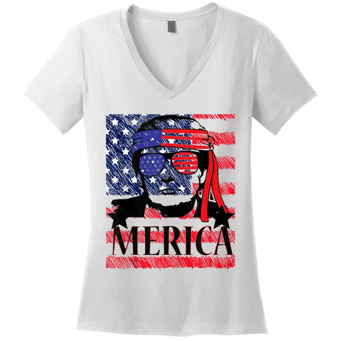 Funny Merica Trump 4th Of July Women's V-Neck T-Shirt