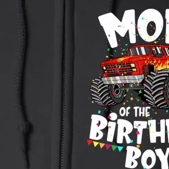 Funny Monster Truck Mom Of The Birthday Boy Gift For Her Full Zip Hoodie