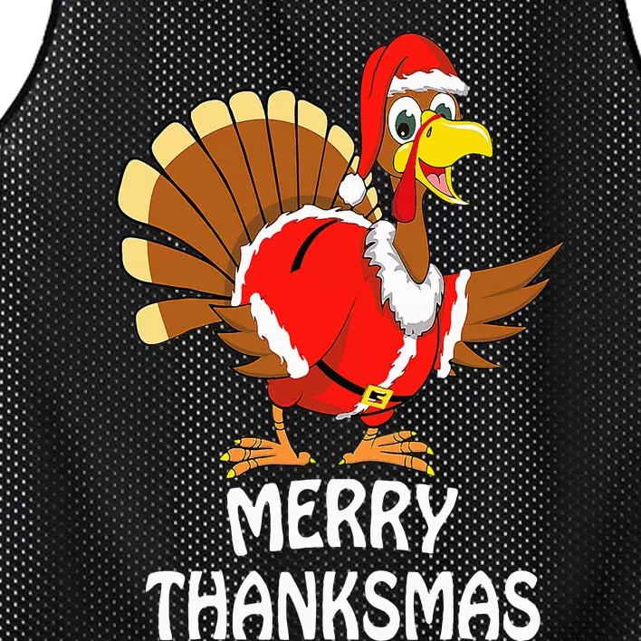 Funny Merry Thanksmas Turkey Happy Thanksgiving Christmas Mesh Reversible Basketball Jersey Tank