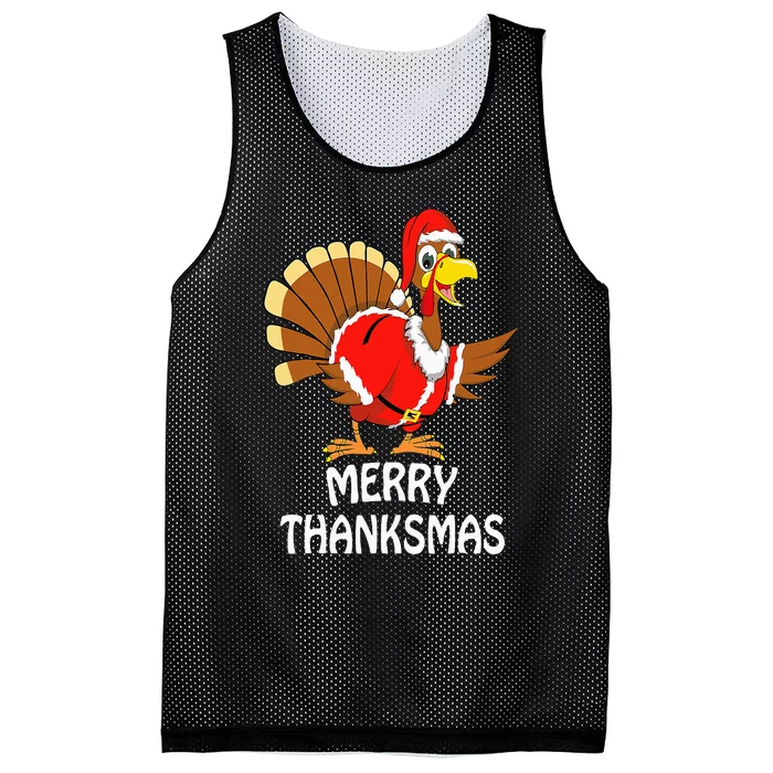 Funny Merry Thanksmas Turkey Happy Thanksgiving Christmas Mesh Reversible Basketball Jersey Tank