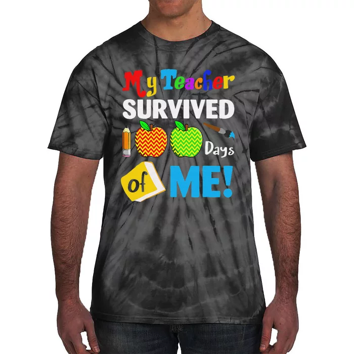 Funny My Teacher Survived 100 Days Of Me School Tie-Dye T-Shirt