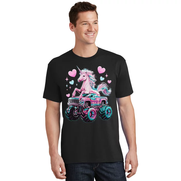 Funny Monster Truck Unicorn Girl Birthday Party Monster Truck Gift T-Shirt