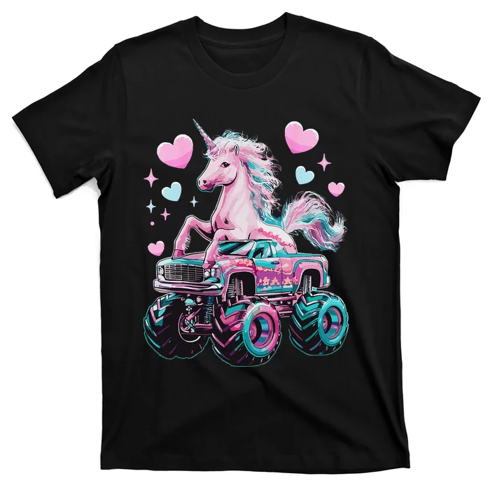 Funny Monster Truck Unicorn Girl Birthday Party Monster Truck Gift T-Shirt