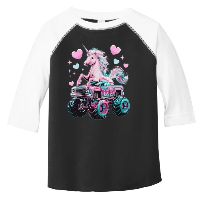 Funny Monster Truck Unicorn Girl Birthday Party Monster Truck Gift Toddler Fine Jersey T-Shirt