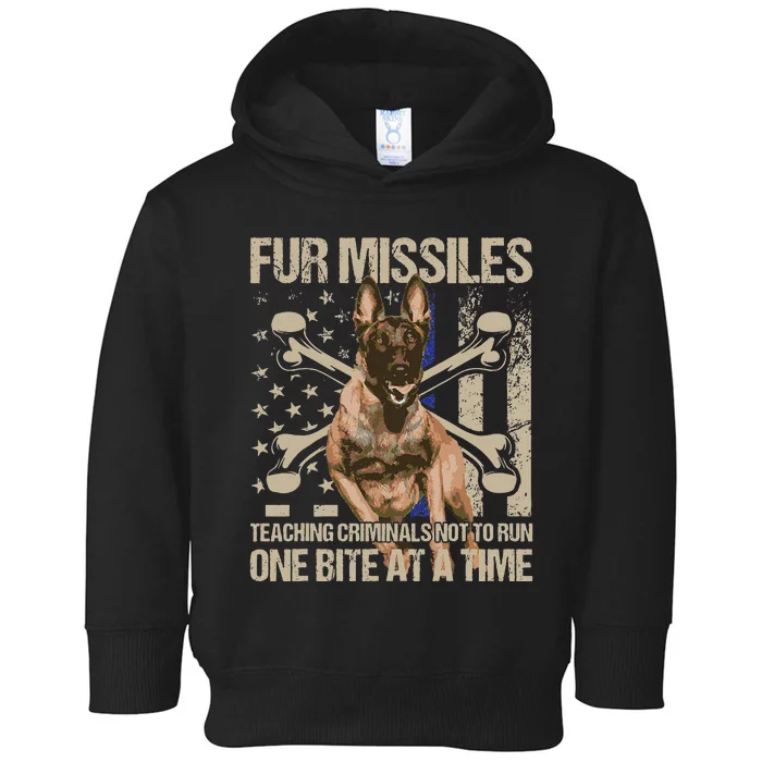 Fur Missiles Teaching Criminals Blue Line K9 Dog Unit Police Toddler Hoodie