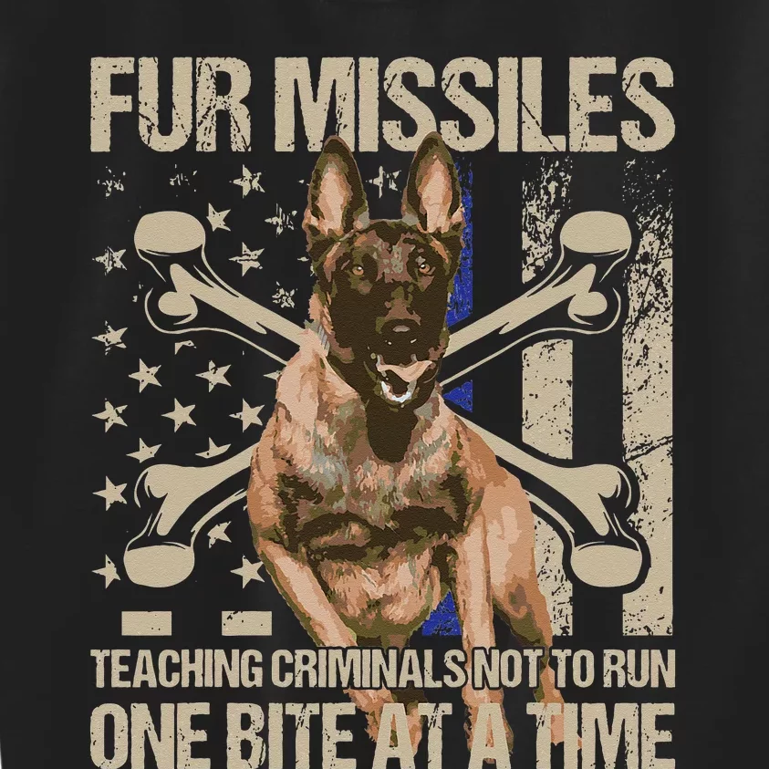 Fur Missiles Teaching Criminals Blue Line K9 Dog Unit Police Kids Sweatshirt