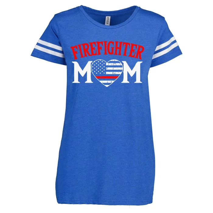 Firefighter Mom Thin Red Line Fireman Firefighting Patriotic Enza Ladies Jersey Football T-Shirt