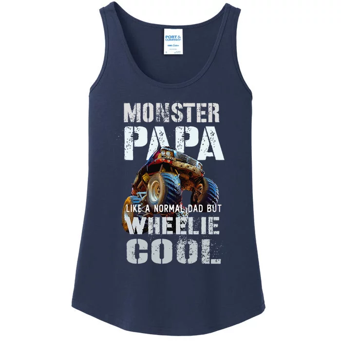 Funny MONSTER TRUCK PAPA Like Normal Dad But Wheelie Cool Ladies Essential Tank