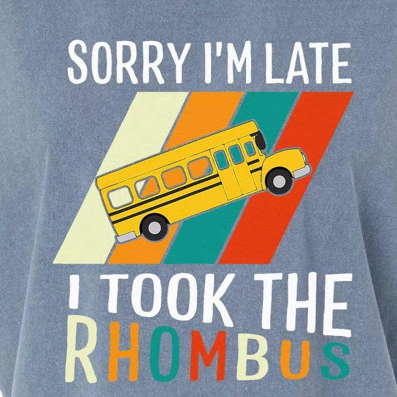 Funny Math Teacher Pun Sorry Im Late I Took The Rhombus Garment-Dyed Women's Muscle Tee