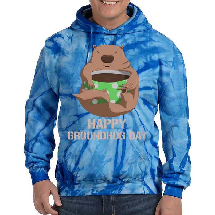 Funny Marmot Tee Vintage Coffee Lover Happy Groundhog Day Cool Gift Tie Dye Hoodie