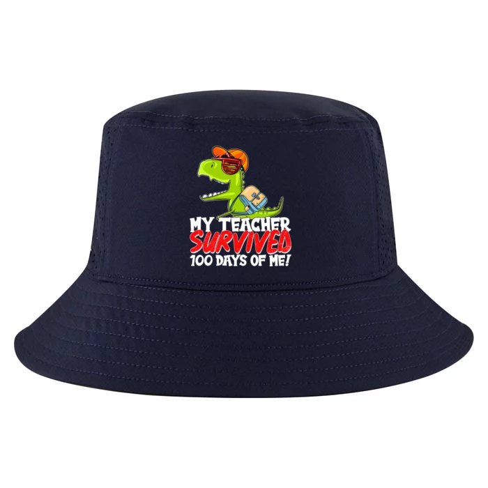 Funny My Teacher Survived 100 Days Of Me Trex Dinosaur Cool Comfort Performance Bucket Hat