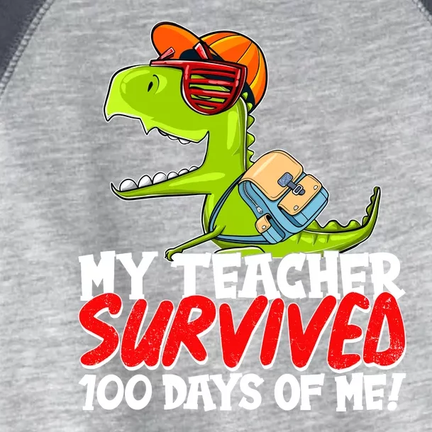 Funny My Teacher Survived 100 Days Of Me Trex Dinosaur Toddler Fine Jersey T-Shirt