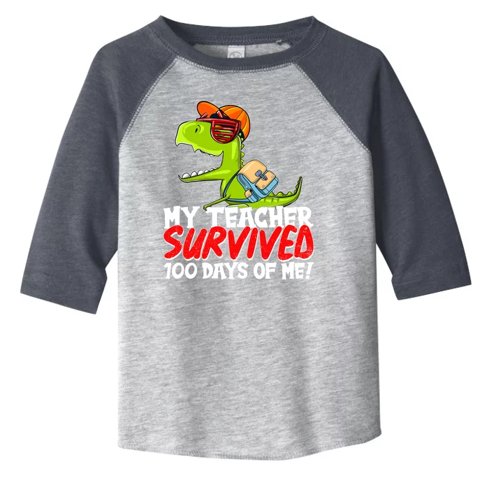 Funny My Teacher Survived 100 Days Of Me Trex Dinosaur Toddler Fine Jersey T-Shirt