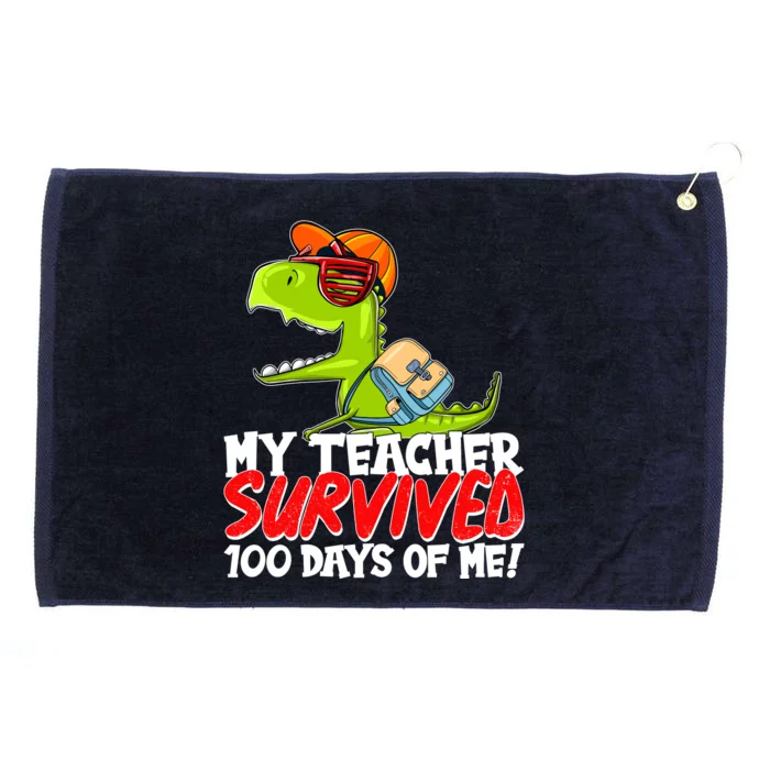 Funny My Teacher Survived 100 Days Of Me Trex Dinosaur Grommeted Golf Towel