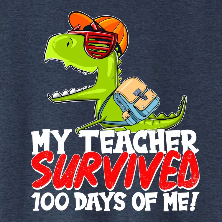 Funny My Teacher Survived 100 Days Of Me Trex Dinosaur Women's Crop Top Tee