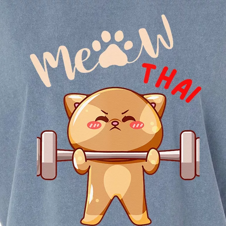 Funny Meow Thai Design For Thai Weightlifting Sport Lovers Garment-Dyed Women's Muscle Tee