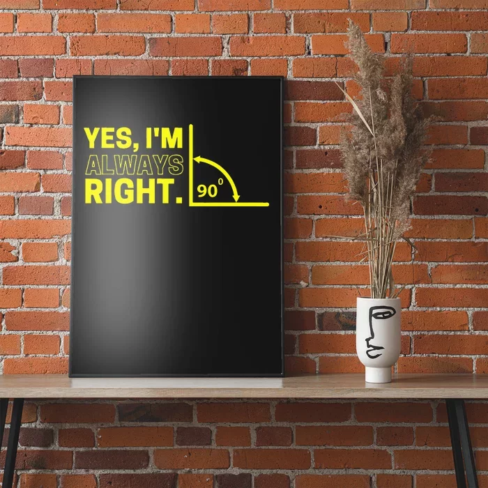 Funny Math Teacher Graphic Yes I'm Always Right Algebra Poster