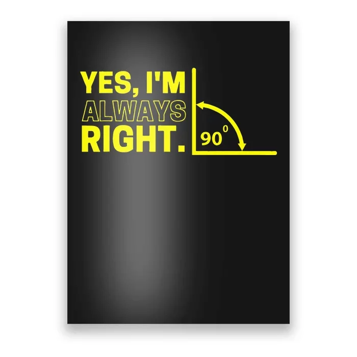 Funny Math Teacher Graphic Yes I'm Always Right Algebra Poster