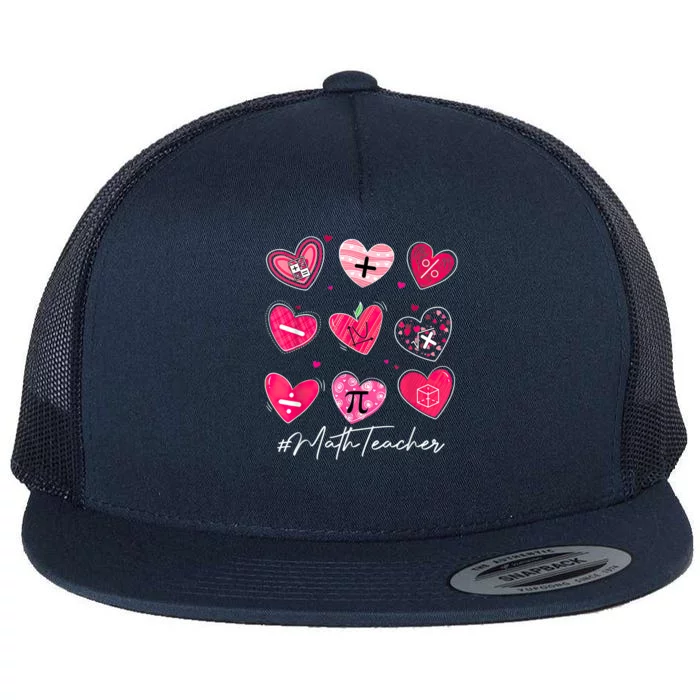 Funny Math Teacher Valentine's Day Pi Math Lover Outfits Flat Bill Trucker Hat