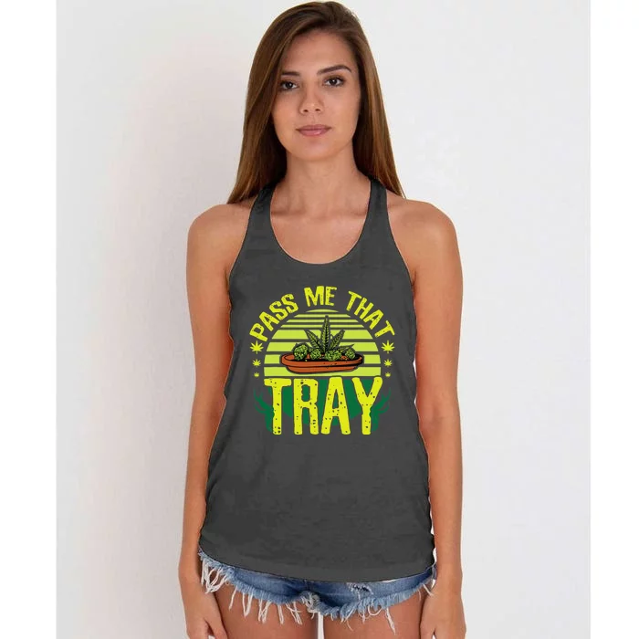 Funny Marijuana Tray Blunt Joint Leaf Weed Women's Knotted Racerback Tank