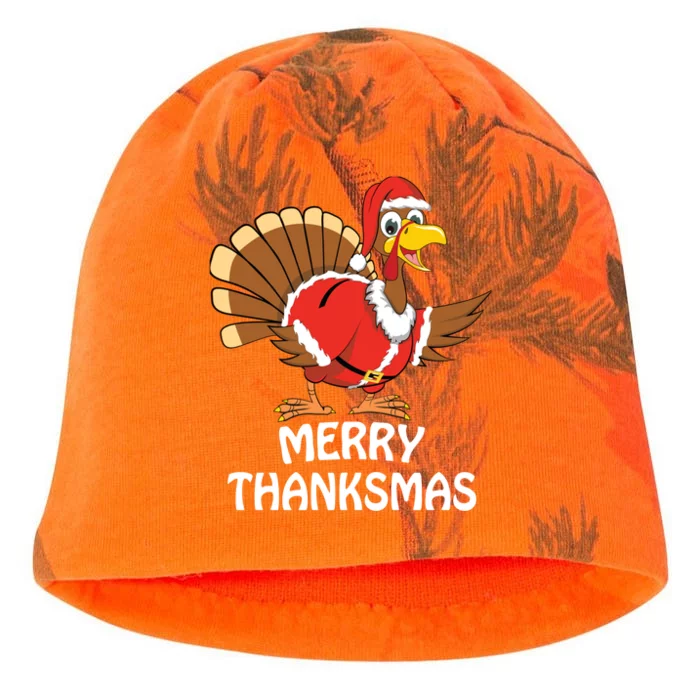 Funny Merry Thanksmas Happy Thanksgiving Merry Christmas Kati - Camo Knit Beanie