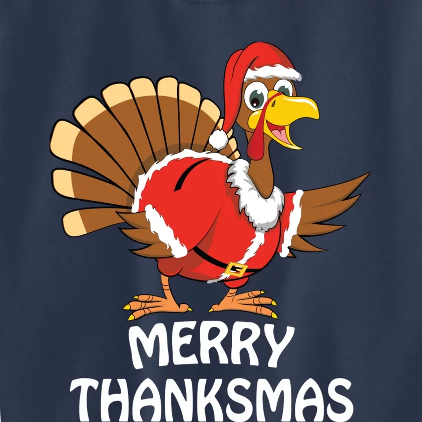 Funny Merry Thanksmas Happy Thanksgiving Merry Christmas Kids Sweatshirt