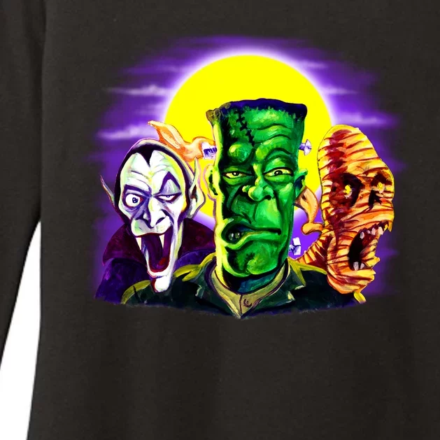 Frankenstein Mummy Three Monsters Womens CVC Long Sleeve Shirt