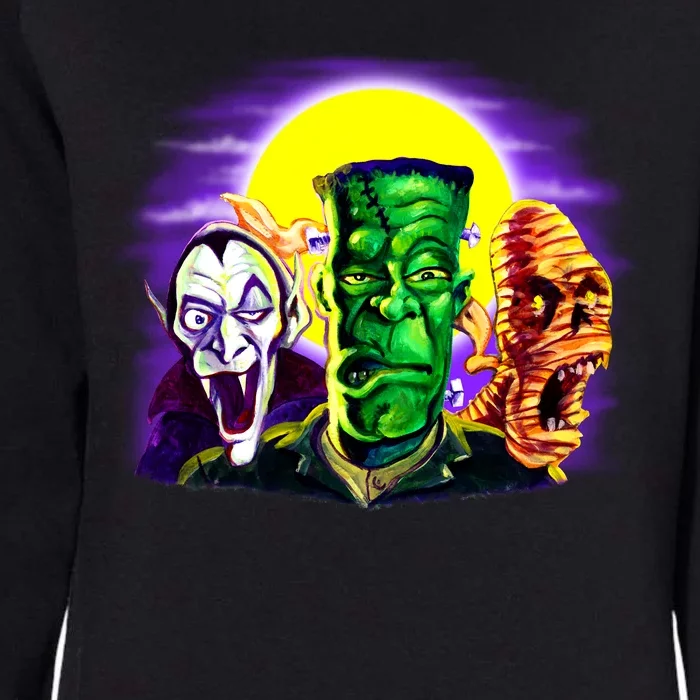 Frankenstein Mummy Three Monsters Womens California Wash Sweatshirt