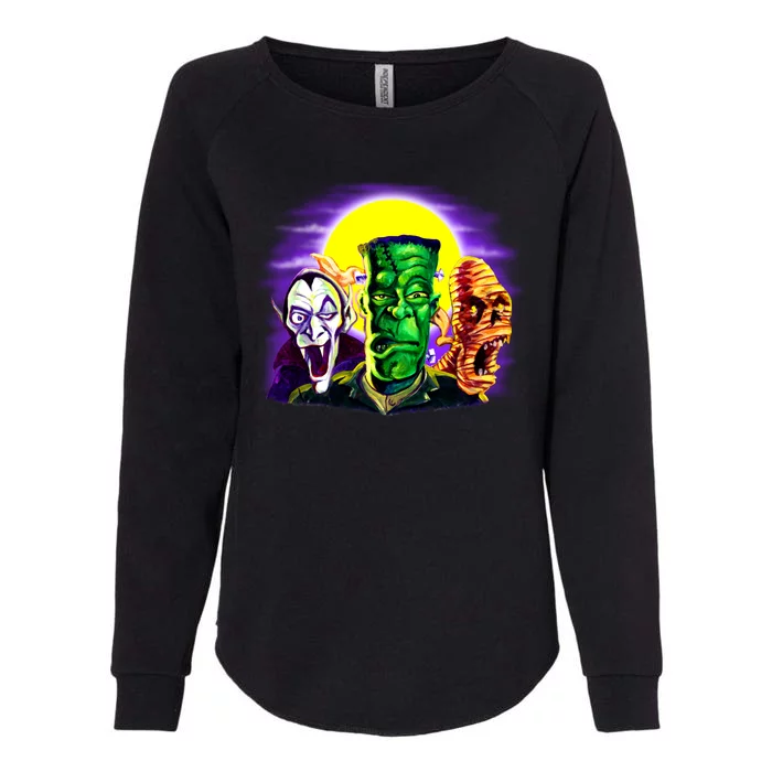 Frankenstein Mummy Three Monsters Womens California Wash Sweatshirt