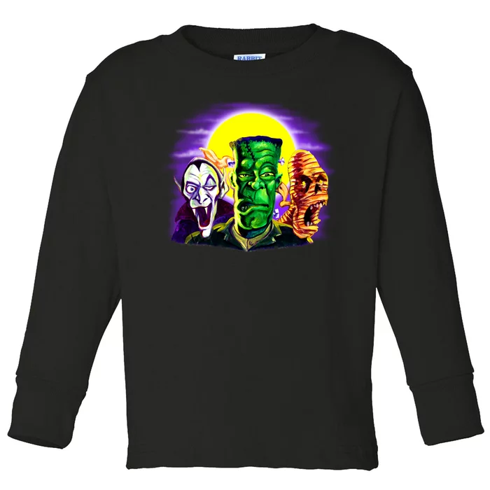 Frankenstein Mummy Three Monsters Toddler Long Sleeve Shirt