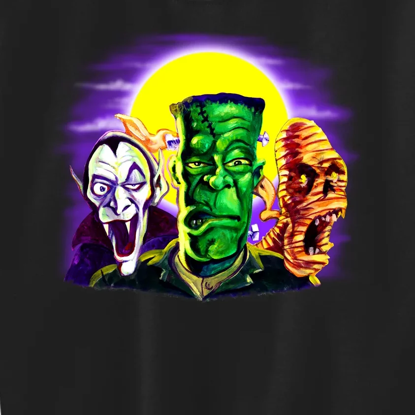 Frankenstein Mummy Three Monsters Kids Sweatshirt