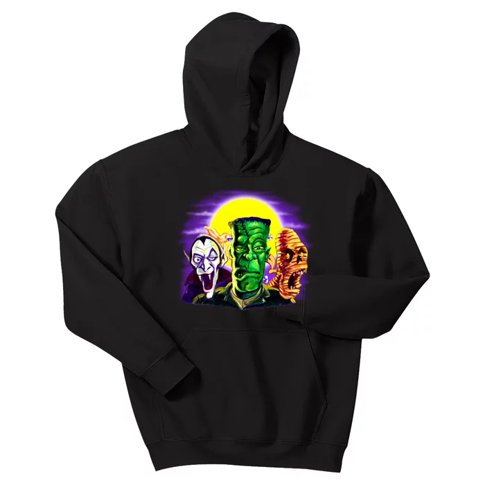 Frankenstein Mummy Three Monsters Kids Hoodie