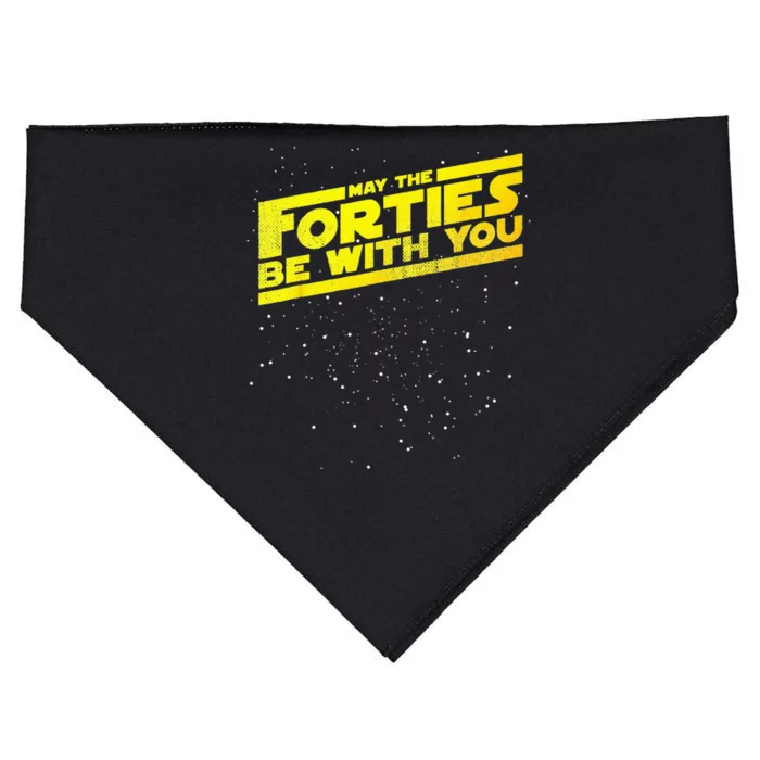 Funny May The Forties Be With You 40th Birthday USA-Made Doggie Bandana