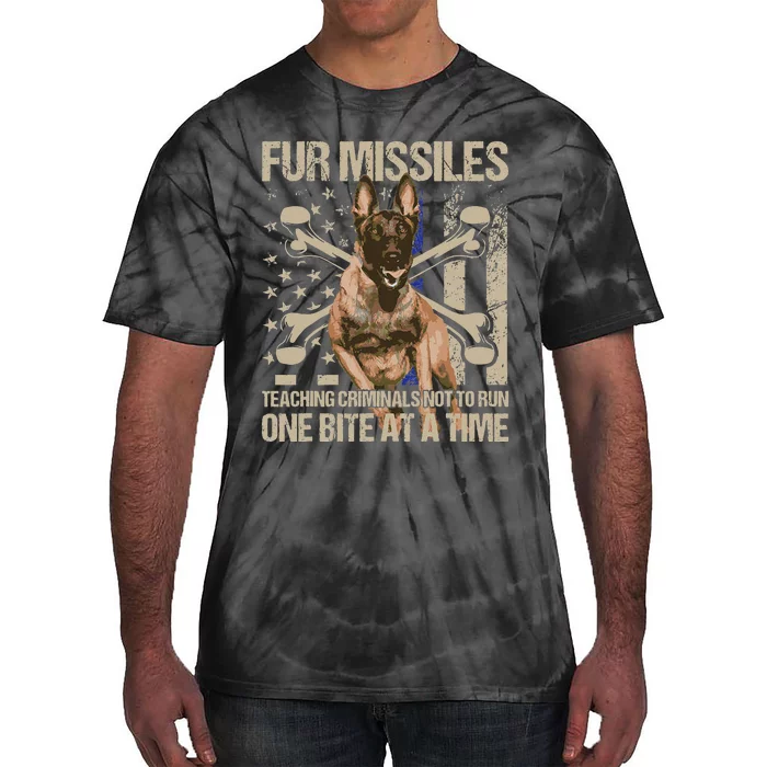 Fur Missiles Teaching Criminals Blue Line K9 Dog Unit Police Tie-Dye T-Shirt