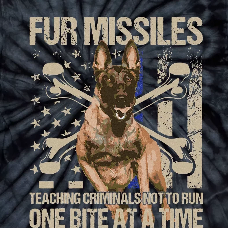 Fur Missiles Teaching Criminals Blue Line K9 Dog Unit Police Tie-Dye T-Shirt