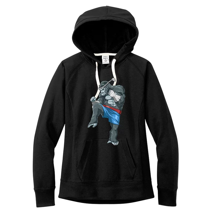 Funny Muay Thai Gorilla Thai Boxing Women's Fleece Hoodie