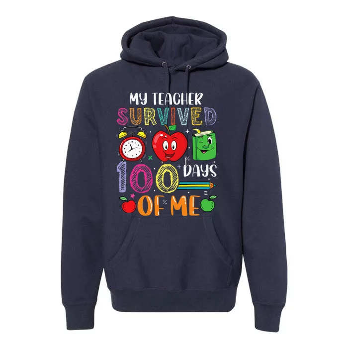 Funny My Teacher Survived 100 Days Of Me Premium Hoodie