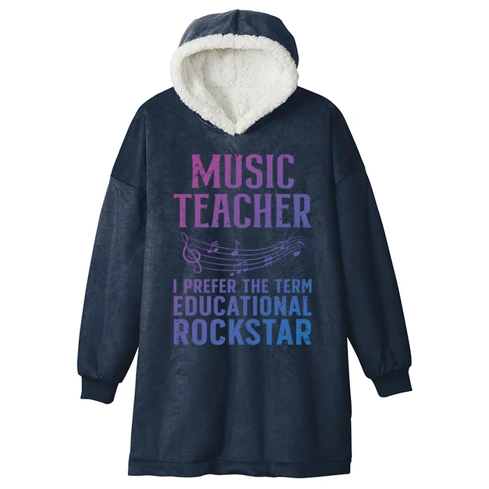 Funny Music Teacher Art Educational Rockstars Cute Gift Hooded Wearable Blanket