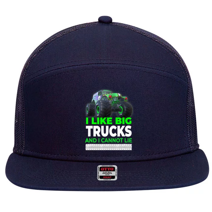 Funny Monster Truck I Like Big Trucks For Adults 7 Panel Mesh Trucker Snapback Hat