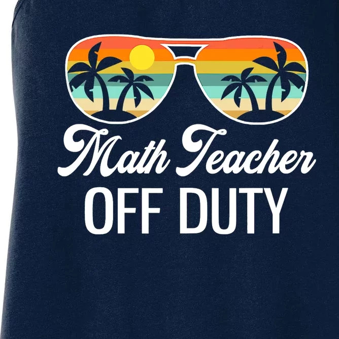 Funny Math Teacher Off Duty Sunglasses Beach Sunset Women's Racerback Tank